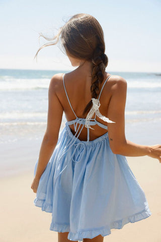 Blue Backless Mini Dress