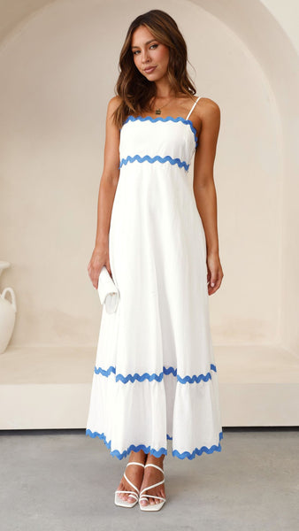 Brodey Midi Dress - White / Blue