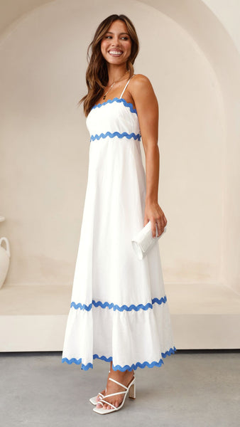 Brodey Midi Dress - White / Blue