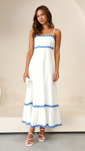 Brodey Midi Dress - White / Blue